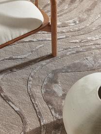Handgetuft kortpolig vloerkleed Winola met hoog-laag structuur, Taupe, B 160 x L 230 cm (maat M)