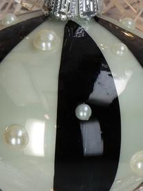 Bombka Stripe, 2 szt., Szkło, Czarny, biały perłowy, błyszczący, Ø 8 cm