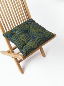 Cojín de asiento para exterior estampado jacquard Ortun, Funda: 100% poliacrílico tintado, Verde oscuro, azul oscuro, An 40 x L 40 cm