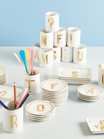 Kleiner Brotteller Yours aus Porzellan mit Buchstaben (Varianten von A bis Z) in Gold, Porzellan, Weiß, Goldfarben, Teller S
