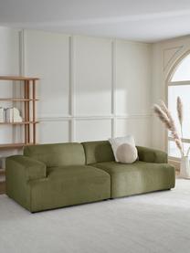 Sofá de pana Melva (3 plazas), Tapizado: pana (92% poliéster, 8% p, Estructura: madera de pino maciza, ce, Patas: plástico, Pana verde, An 238 x F 101 cm