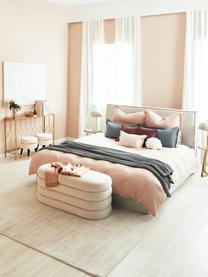 Łóżko tapicerowane z miejscem do przechowywania Dream, Tapicerka: poliester (tkanina strukt, Korpus: lite drewno sosnowe z cer, Beżowa tkanina, S 200 x D 200 cm