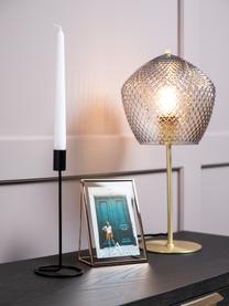 Tafellamp Orbiform met glazen lampenkap, Lampenkap: glas, Lampvoet: gecoat metaal, Goudkleurig, grijs, transparant, Ø 23 cm, H 47 cm