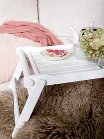 Klappbares Bett-Tablett aus Holz, L 58 x B 36 cm, Mahagoniholz, Polyurethan lackiert, Weiß , L 58 x B 36 cm