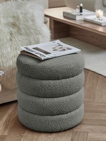 Puf bouclé Alto, Tapicerka: bouclé (100% poliester) D, Stelaż: lite drewno sosnowe, skle, Szary bouclé, Ø 42 x W 47 cm