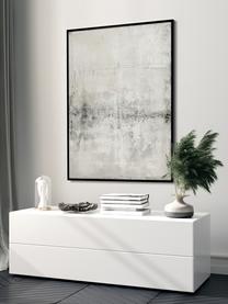 Ręcznie malowany obraz na płótnie w drewnianej ramie Simple Living, Stelaż: drewno sosnowe, Czarny, szary, S 92 x W 120 cm