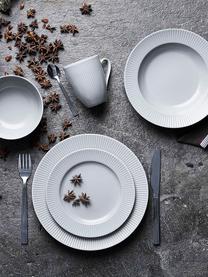 Piatto fondo bianco con struttura rigata Groove 4 pz, Gres, Bianco, Ø 23 x Alt. 4 cm