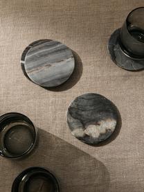 Dessous de verre en marbre Tressa, 4 élém., Marbre, Gris, marbré, Ø 10 x haut. 1 cm