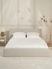 Łóżko tapicerowane z miejscem do przechowywania Cloud, Tapicerka: 100% poliester (tkanina s, Korpus: lite drewno sosnowe z cer, Beżowa tkanina, 140 x 200 cm