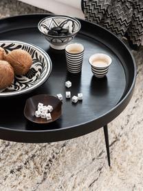 Ronde salontafel Bowl van mangohout, Tafelblad: gelakt mangohout, Poten: gepoedercoat staal, Mangohout, zwart gelakt, Ø 75 cm