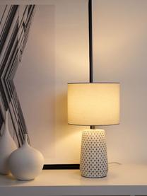 Tafellamp Pretty Purity, Lampenkap: stof, Lampvoet: beton, Wit, grijs, Ø 21 x H 37 cm