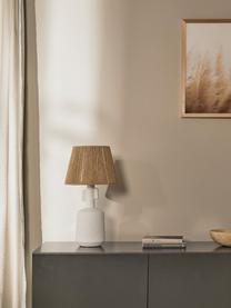 Lampada da tavolo in lino e ceramica Alicia, Paralume: lino, ferro, Base della lampada: ceramica, Marrone, Ø 26 x Alt. 49 cm