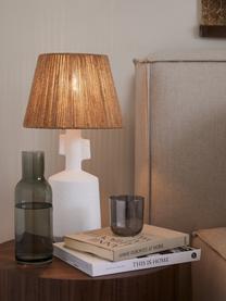 Keramik-Tischlampe Alicia, Lampenschirm: Leinenfäden, Lampenfuß: Keramik, Braun, Weiß, Ø 26 x H 49 cm