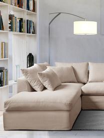 Grand canapé d'angle Zach, Tissu blanc crème, larg. 300 x prof. 213 cm, méridienne à gauche