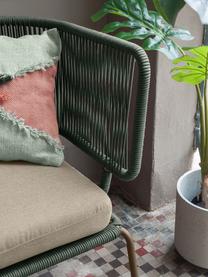 Tuin loungebank Nadin met gevlochten touw (2-zitsbank), Frame: verzinkt metaal en gelakt, Bekleding: polyester, Grijsgroen, B 135 x H 65 cm