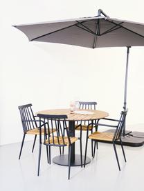 Mesa de comedor para exterior de teca Troy, Tablero: teca, Teca, negro, Ø 110 x Al 74 cm