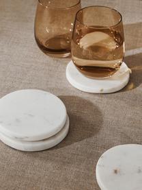 Dessous de verre en marbre Callum, 4 pièces, Marbre, Blanc, marbré, Ø 10 x haut. 1 cm