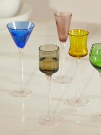 Mondgeblazen borrelglaasjes Lyngby in kleur, 6-delig, Glas, Groen, blauw, bruin, geel, lila, oranje, Ø 5 x H 16 cm, 25 - 50 ml