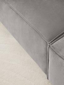 Modulo angolare in velluto a coste Lennon, Rivestimento: velluto a coste (92% poli, Struttura: legno di pino massiccio, , Piedini: plastica, Velluto a coste grigio, Larg. 119 x Prof. 119 cm, angolo a sinistra