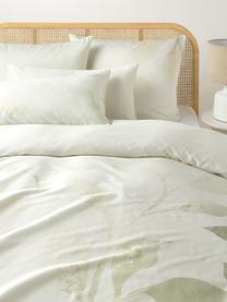 Funda de almohada de satén estampada Marino, Beige, tonos verdes, An 45 x L 110 cm