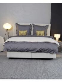Łóżko kontynentalne premium z aksamitu Phoebe, Nogi: lite drewno brzozowe, lak, Beżowy aksamit, S 140 x D 200 cm, stopień twardości H2