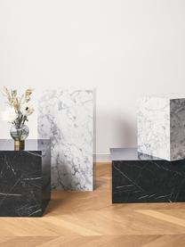 Table basse aspect marbre Lesley, Panneau en fibres de bois à densité moyenne (MDF), enduit feuille mélaminée, Blanc, aspect marbre, brillant, larg. 90 x prof. 50 cm