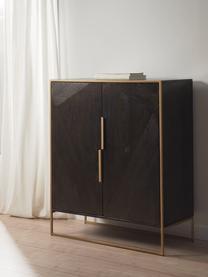 Highboard Harry aus massivem Mangoholz, Korpus: Massives Mangoholz, lacki, Mangoholz, Goldfarben, B 100 x H 120 cm