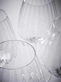 Rode wijnglazen Akia met groefstructuur, 4 stuks, Glas, Transparant, Ø 10 x H 24 cm