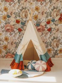 Poduszka z lnu Circus, Tapicerka: bawełna, len, Kremowobiały, różowy, Ø 39 x W 10 cm