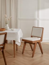 Chaise en bois rembourrée Sissi, Tissu blanc crème, bois de chêne foncé, larg. 46 x prof. 56 cm