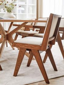 Krzesło tapicerowane z drewna Sissi, Stelaż: lite drewno dębowe, Tapicerka: 100% poliester, Ciemne drewno naturalne z tapicerką, S 46 x G 56 cm