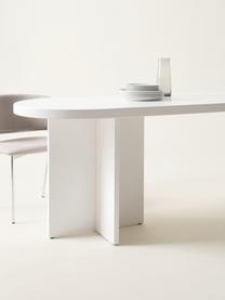 Ovaler Holz-Esstisch Cruz, 260 x 80 cm, Mitteldichte Holzfaserplatte (MDF), Weiß, B 260 x T 80 cm
