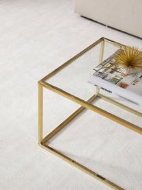 Konferenční stolek se skleněnou deskou Maya, Deska stolu: sklo, transparentní Rám: lesklá zlatá, Š 110 cm, V 36 cm