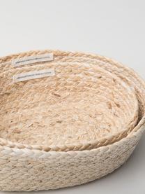 Set cestini per pane fatti a mano in foglie di mais Corinna, Foglie di mais intrecciate, Beige chiaro, Set in varie misure