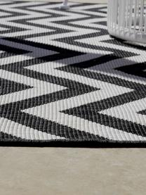 In- & Outdoor-Teppich Palma mit Zickzack-Muster, beidseitig verwendbar, 100% Polypropylen, Schwarz, Cremeweiß, B 80 x L 150 cm (Größe XS)