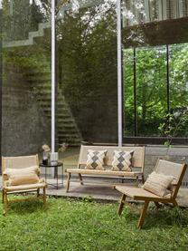 Sillón para exterior en aspecto madera Palina, Estructura: metal con pintura en polv, Asiento: malla de plástico, Marrón, An 57 x F 78 cm