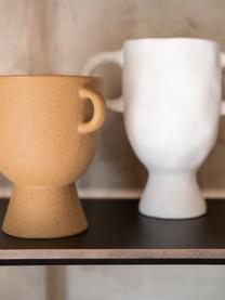 Vaso di design in gres con manici Beata, Gres, Marrone chiaro, Larg. 20 x Alt. 18 cm