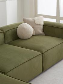 Modulares Ecksofa Lennon aus Cord, Bezug: Cord (92% Polyester, 8% P, Gestell: Massives Kiefernholz, FSC, Füße: Kunststoff, Cord Grün, B 327 x T 180 cm, Eckteil links