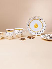 Geschirr-Set Delight aus Porzellan, 2 Personen (6-tlg.), Premium Porzellan, Weiß, Gelb, gemustert, Set mit verschiedenen Größen