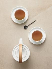 Porcelánová konvice s dřevěnou rukojetí Coppa sencha, 1 l, Bílá, hnědá, 1 l