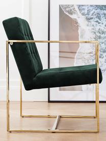 Fluwelen lounge fauteuil Manhattan in groen, Bekleding: fluweel (polyester), Frame: gecoat metaal, Fluweel donkergroen, B 70 x D 72 cm