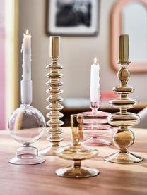 Kerzenhalter-Set Clea in organischer Form, 3-tlg., Glas, Rosa, Grün, transparent, Set mit verschiedenen Größen