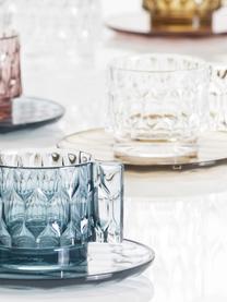 Tazzine da caffè e piattini con motivo strutturato Jellies 4 pz, Plastica, Azzurro trasparente, Ø 6 x Alt. 7 cm, 90 ml