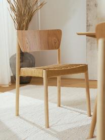 Houten stoelen Danny met rotan zitvlak, 2 stuks, Frame: massief beukenhout, Zitvlak: papier rotan, Licht hout, B 52 x D 51 cm
