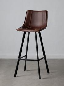 Krzesło barowe ze sztucznej skóry Bart, Tapicerka: sztuczna skóra (poliureta, Stelaż: drewno warstwowe, Nogi: metal powlekany, Brązowy, czarny, S 48 x W 106 cm