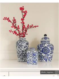 Grand vase en porcelaine avec couvercle Annabelle, Porcelaine, Bleu, blanc, Ø 20 x haut. 35 cm