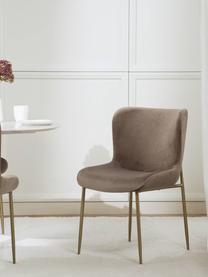 Fluwelen stoel Tess, Bekleding: fluweel (polyester), Poten: gepoedercoat metaal, Fluweel taupe, goudkleurig, B 49 x H 84 cm