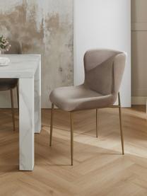 Fluwelen stoel Tess, Bekleding: fluweel (polyester), Poten: gepoedercoat metaal, Fluweel taupe, goudkleurig, B 49 x H 84 cm