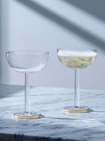 Mundgeblasene Champagnerschalen Luca, 2 Stück, Glas, Transparent mit Goldrand, Ø 11 x H 15 cm, 200 ml