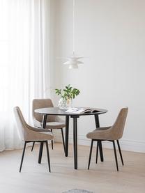 Set tavolo con sedie Yumi, Ø 115 cm, Gambe: legno di albero della gom, Rivestimento: 100% poliestere, Rivestimento: schiuma, Gambe: metallo verniciato a polv, Legno, nero verniciato, tessuto beige, Set in varie misure